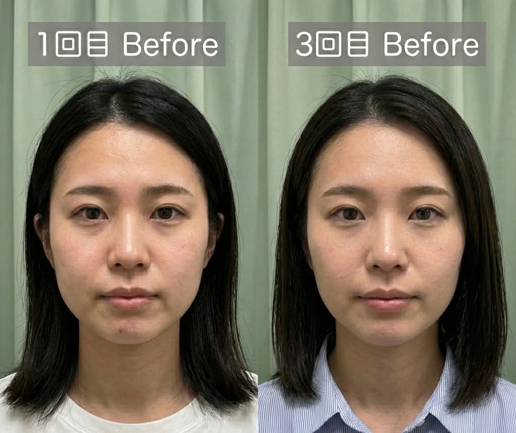 肌トーンアップ・フェイスライン改善 ビフォーアフター